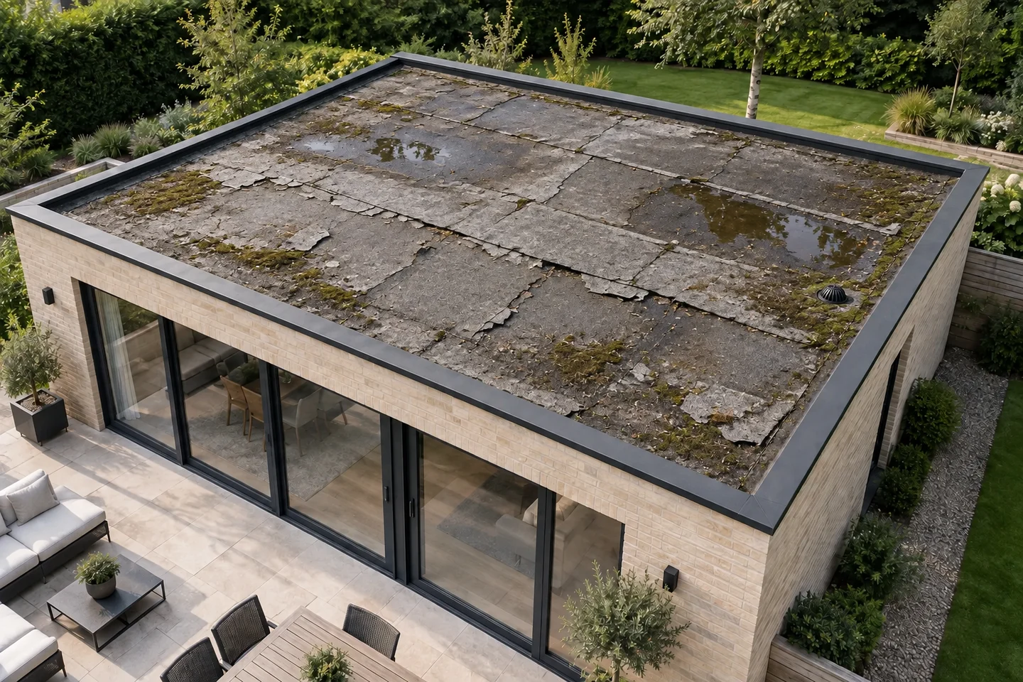 Before: Flat roofing